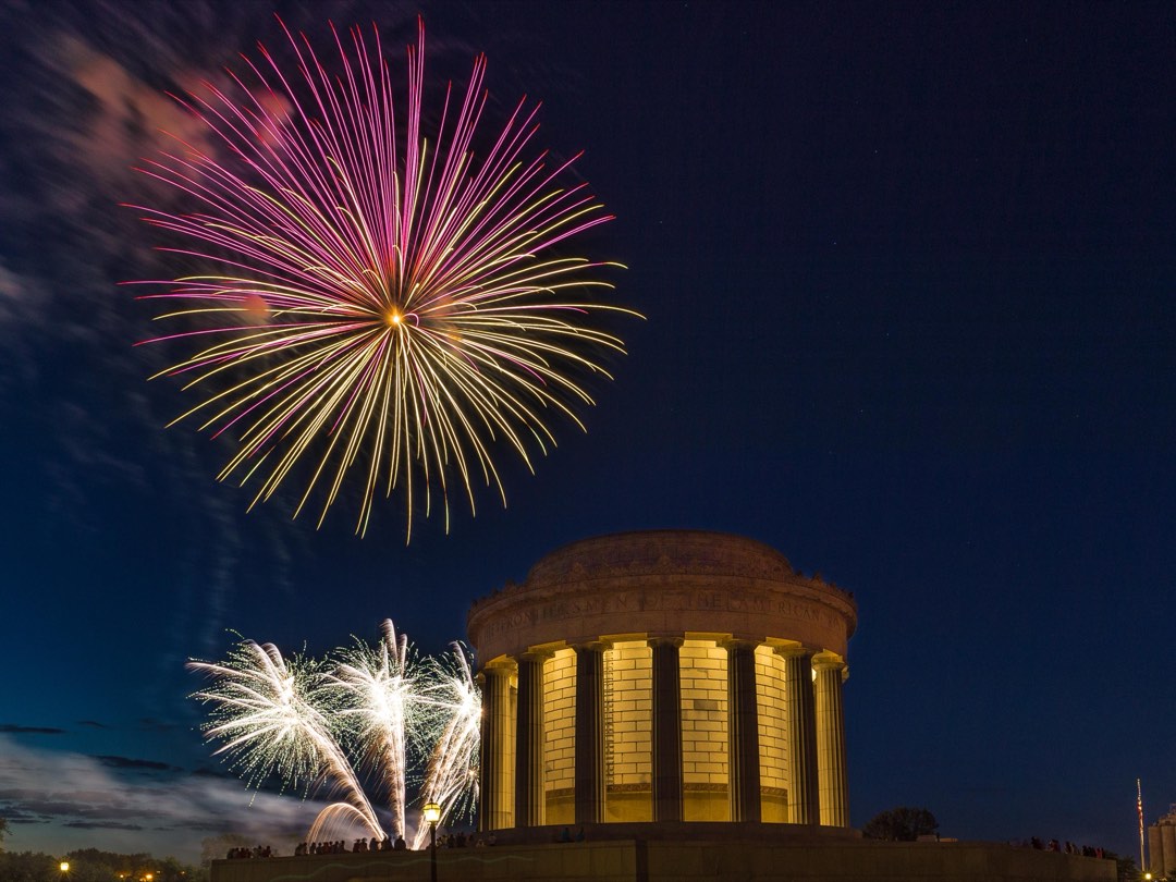 Fireworks over the Clark memorial