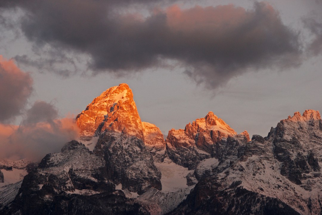 Winter sunrise on snow-covered Teton Range