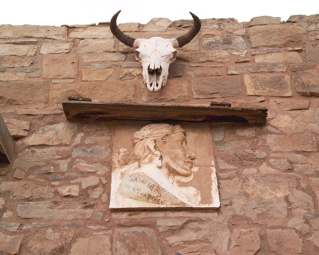 Steer skull greets visitors.
